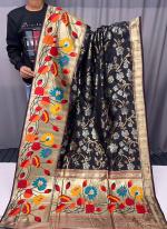 Pure Silk Black Traditional Wear Paithani Saree